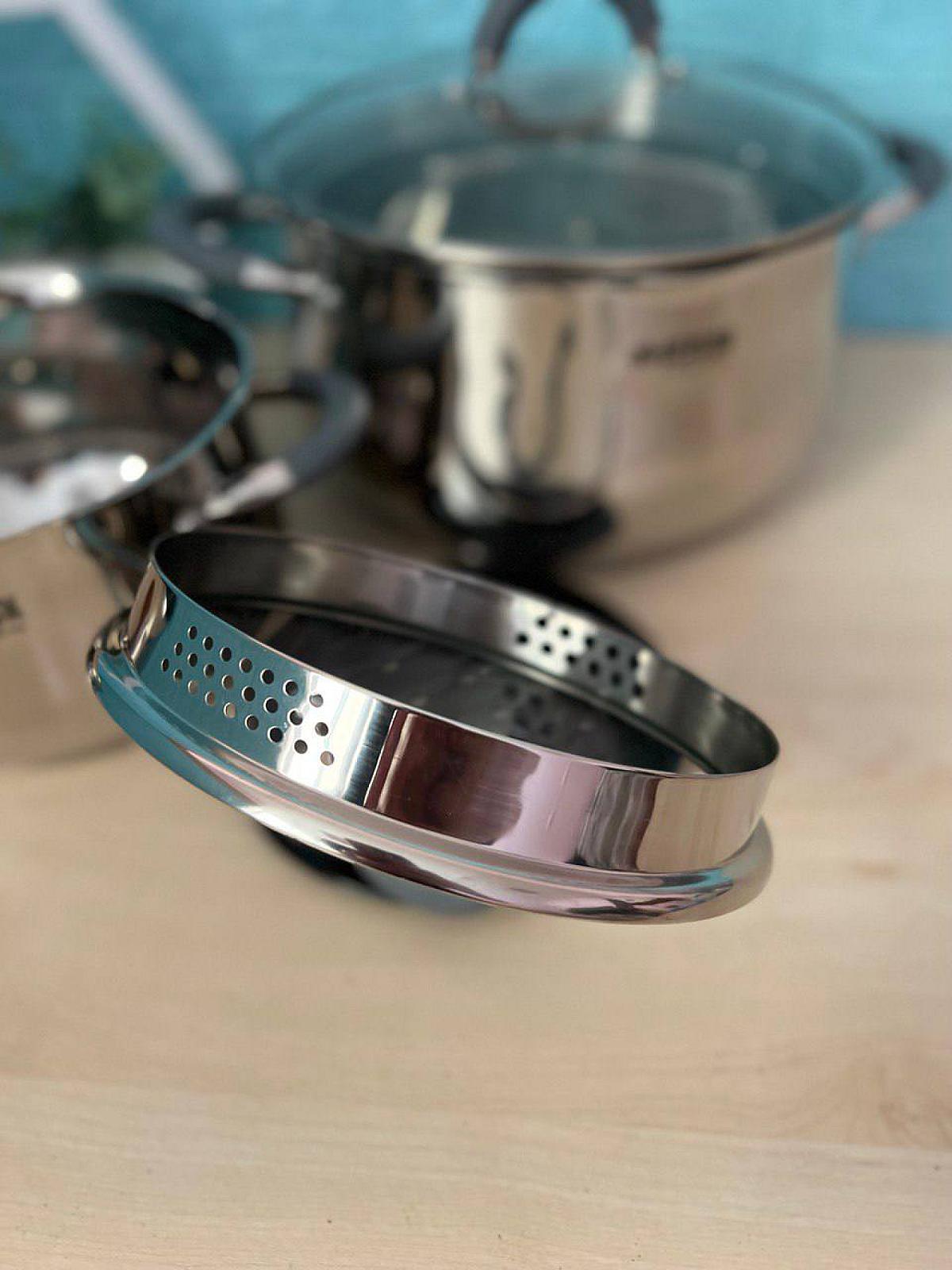 Набір посуду з нержавіючої сталі на 4 предмета + підставка