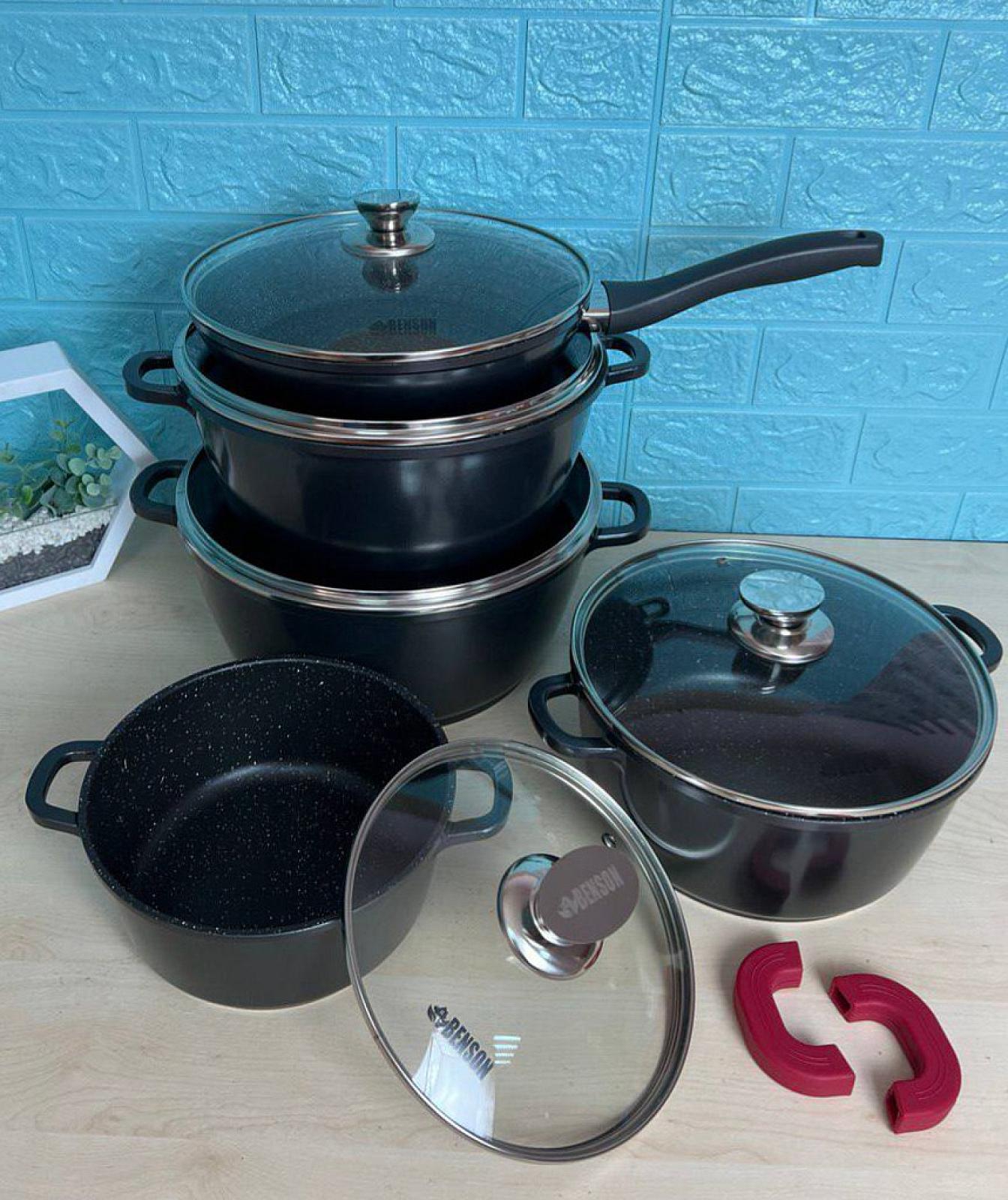 Изысканный набор с мраморным антипригарным покрытием