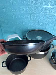 Изысканный набор с мраморным антипригарным покрытием