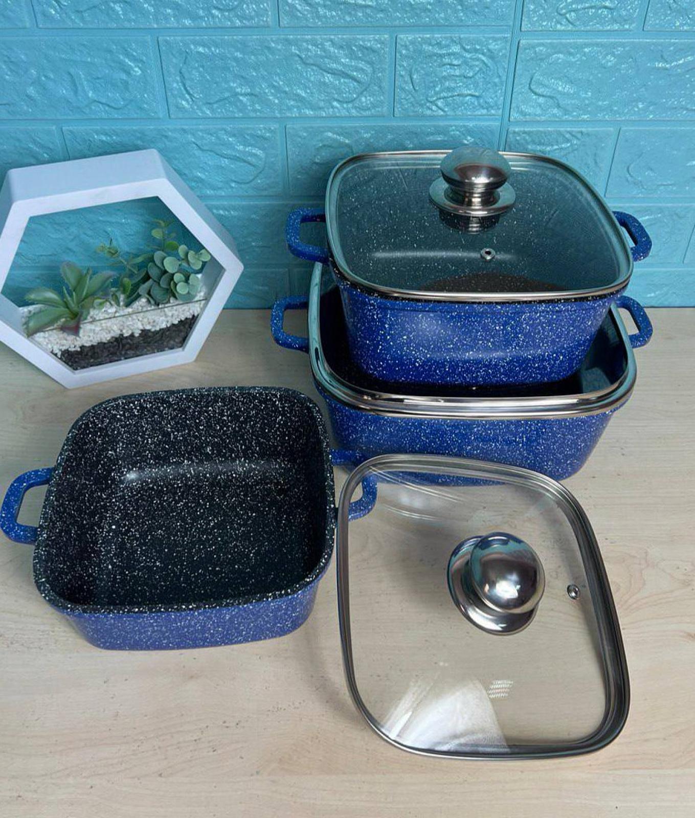 Изысканный набор с мраморным антипригарным покрытием на 6 предметов