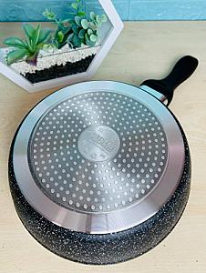 Сковорода с гранитным антипригарным покрытием с высокими бортами. Диаметр 28 см