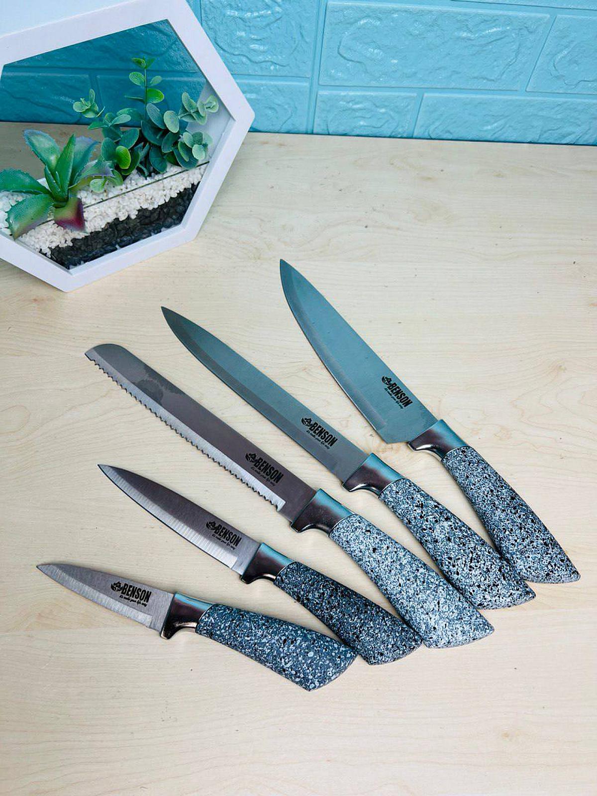 Універсальний кухонний набір на підставці. Ножі 5 шт Прилади 3 шт