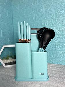 Универсальный набор кухни на подставке. Ножи 5 шт Приборы 3 шт Кухонная Доска