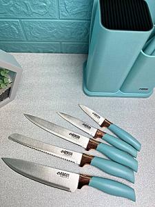 Универсальный набор кухни на подставке. Ножи 5 шт Приборы 3 шт Кухонная Доска