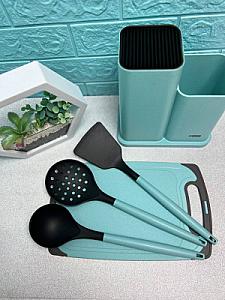 Универсальный набор кухни на подставке. Ножи 5 шт Приборы 3 шт Кухонная Доска