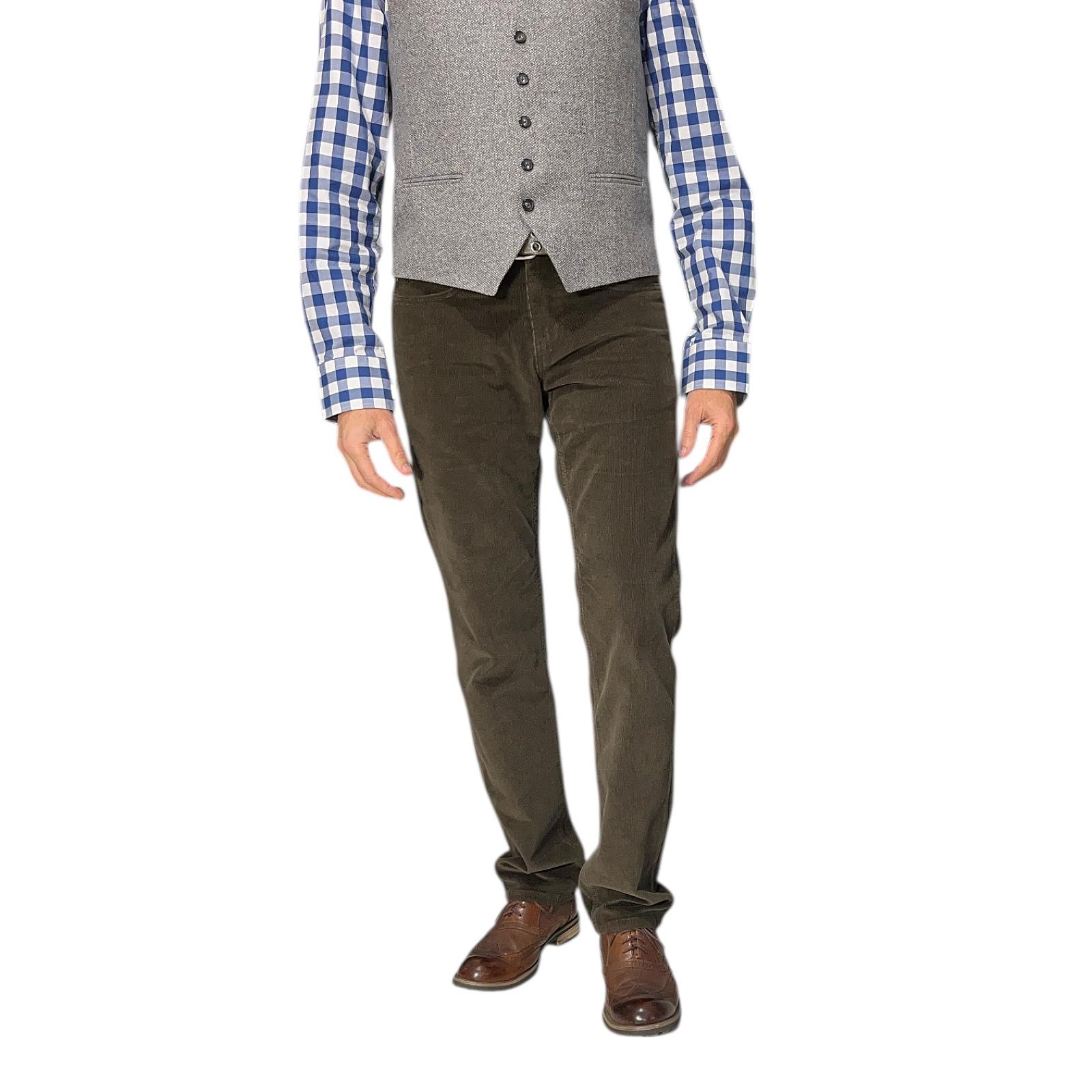 вельветові джинси Regular Fit темно-оливкового кольору