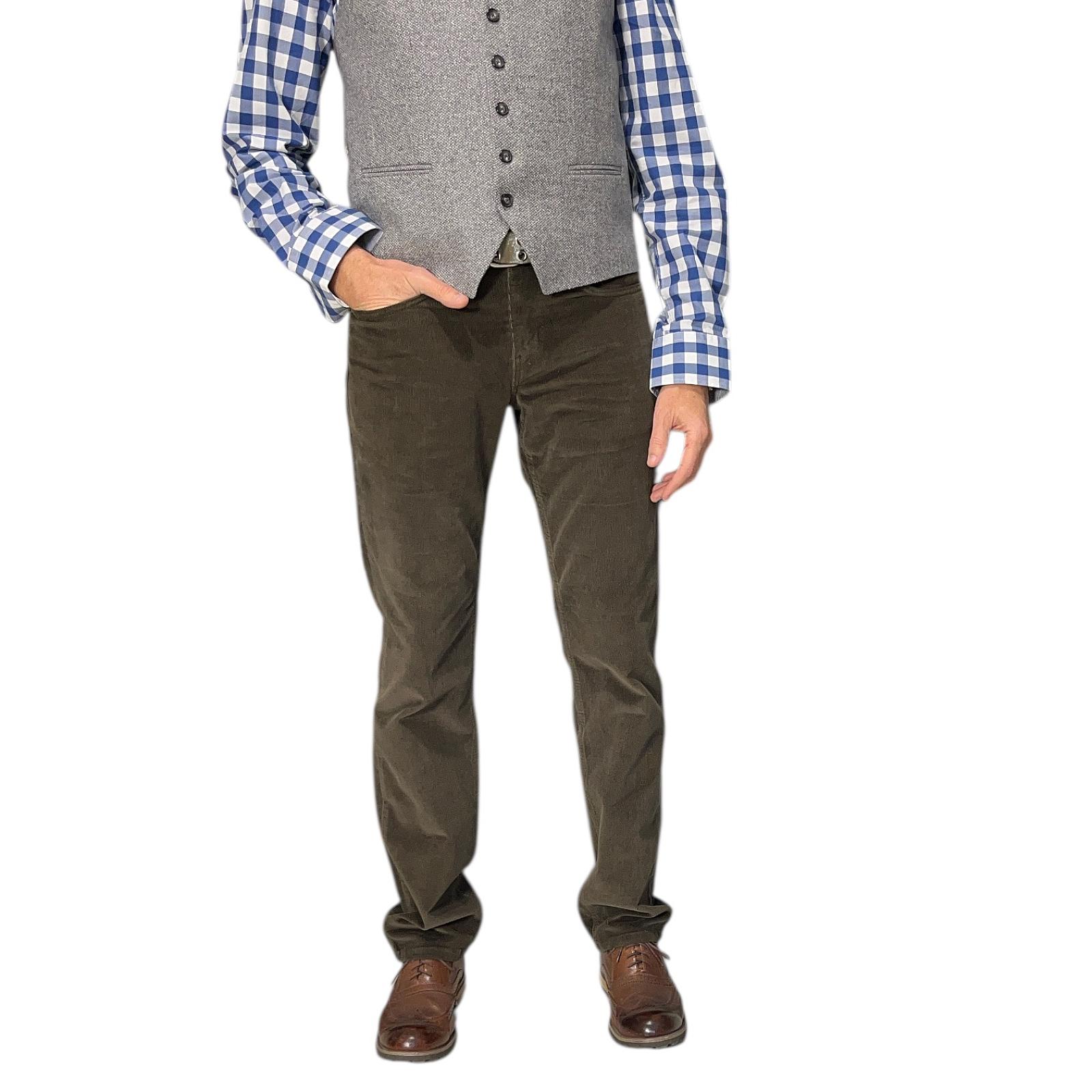 вельветові джинси Regular Fit темно-оливкового кольору