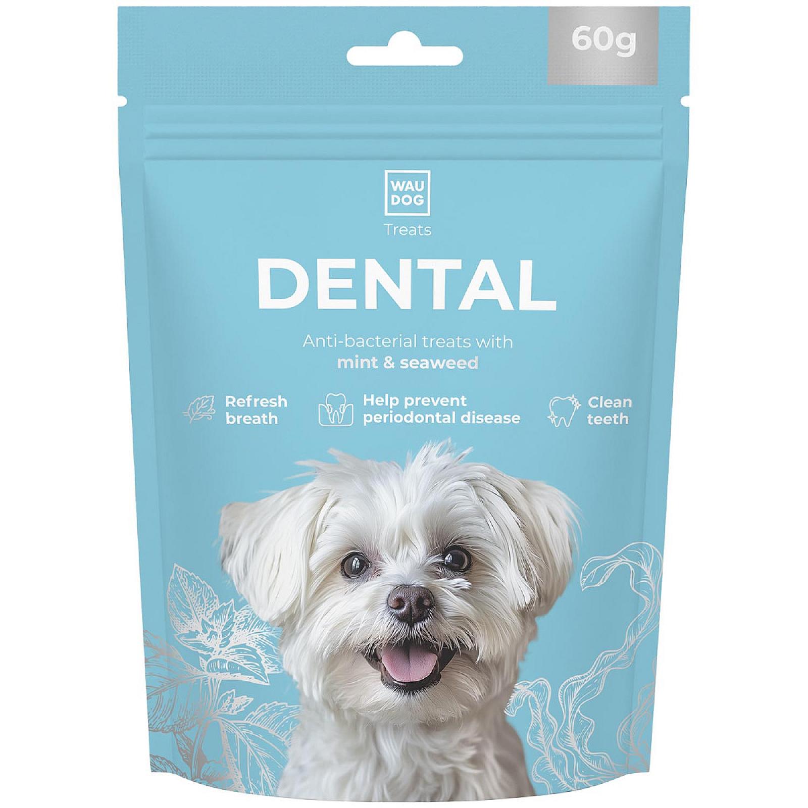 Ласощі для собак WAUDOG Treats Dental Паличка для чистки зубів з м'ятою та водоростями, 60 г