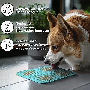 Килимок для злизування WAUDOG Silicone, 190х190х10 мм, блакитний