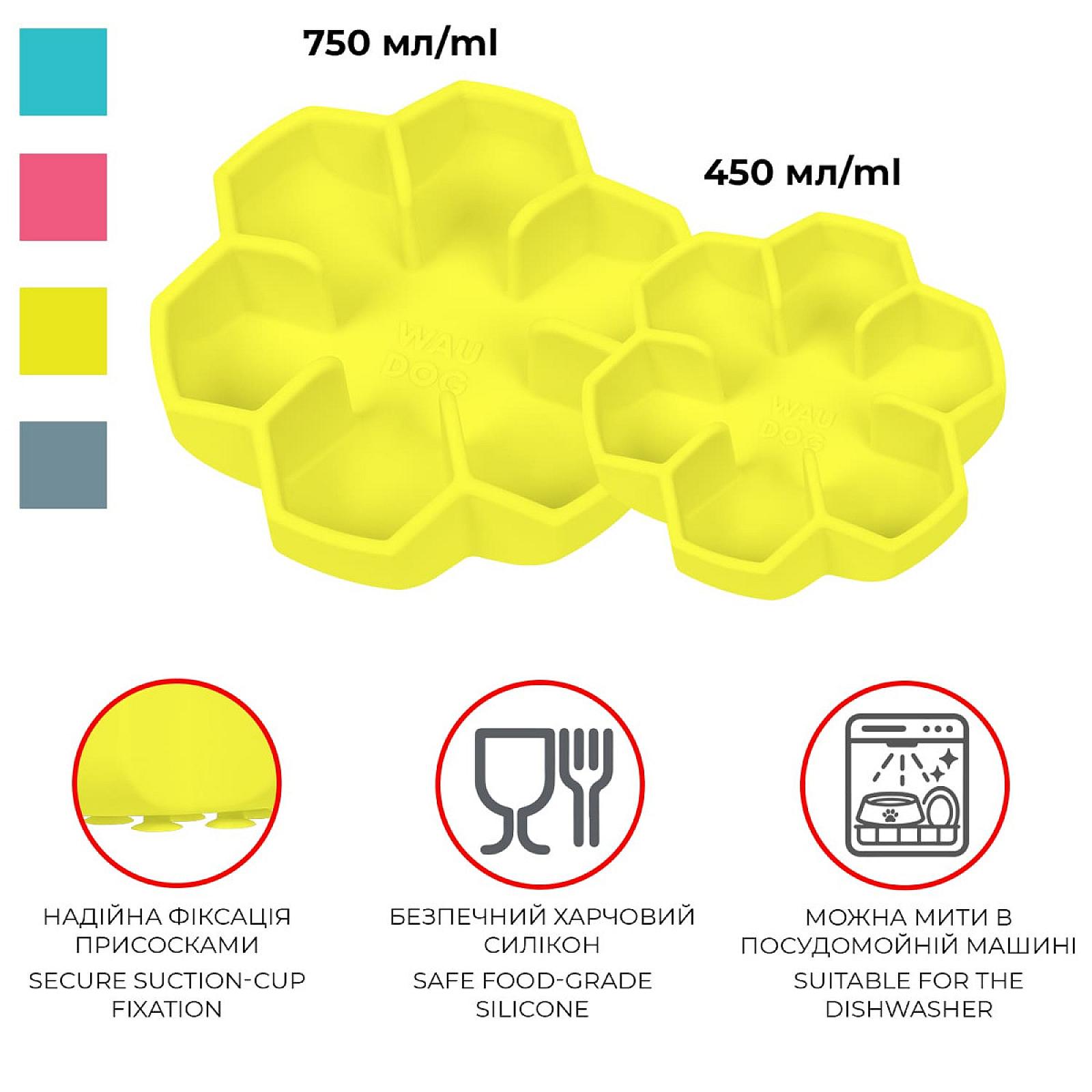 Миска для повільного харчування WAUDOG Silicone, 750 мл, жовта