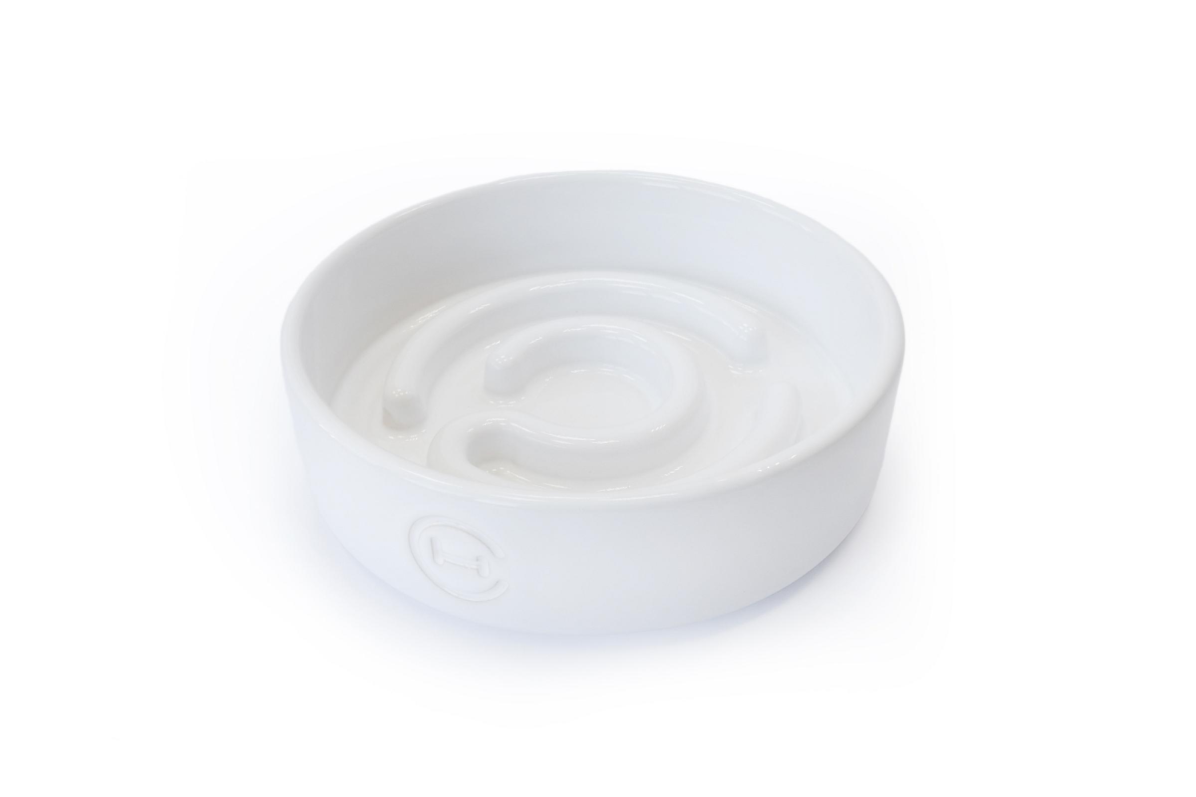 Керамічна миска для повільного годування для собак White Ceramic Slow Feeder
