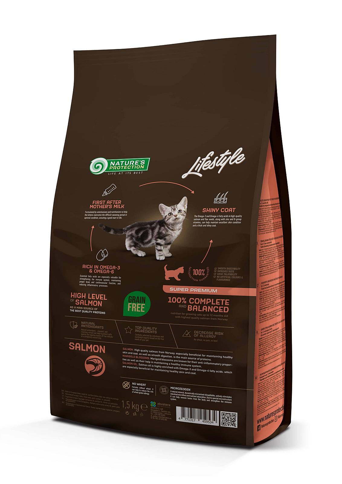 Корм для котів Nature's Protection Lifestyle Grain Free Salmon Kitten, 1,5 кг