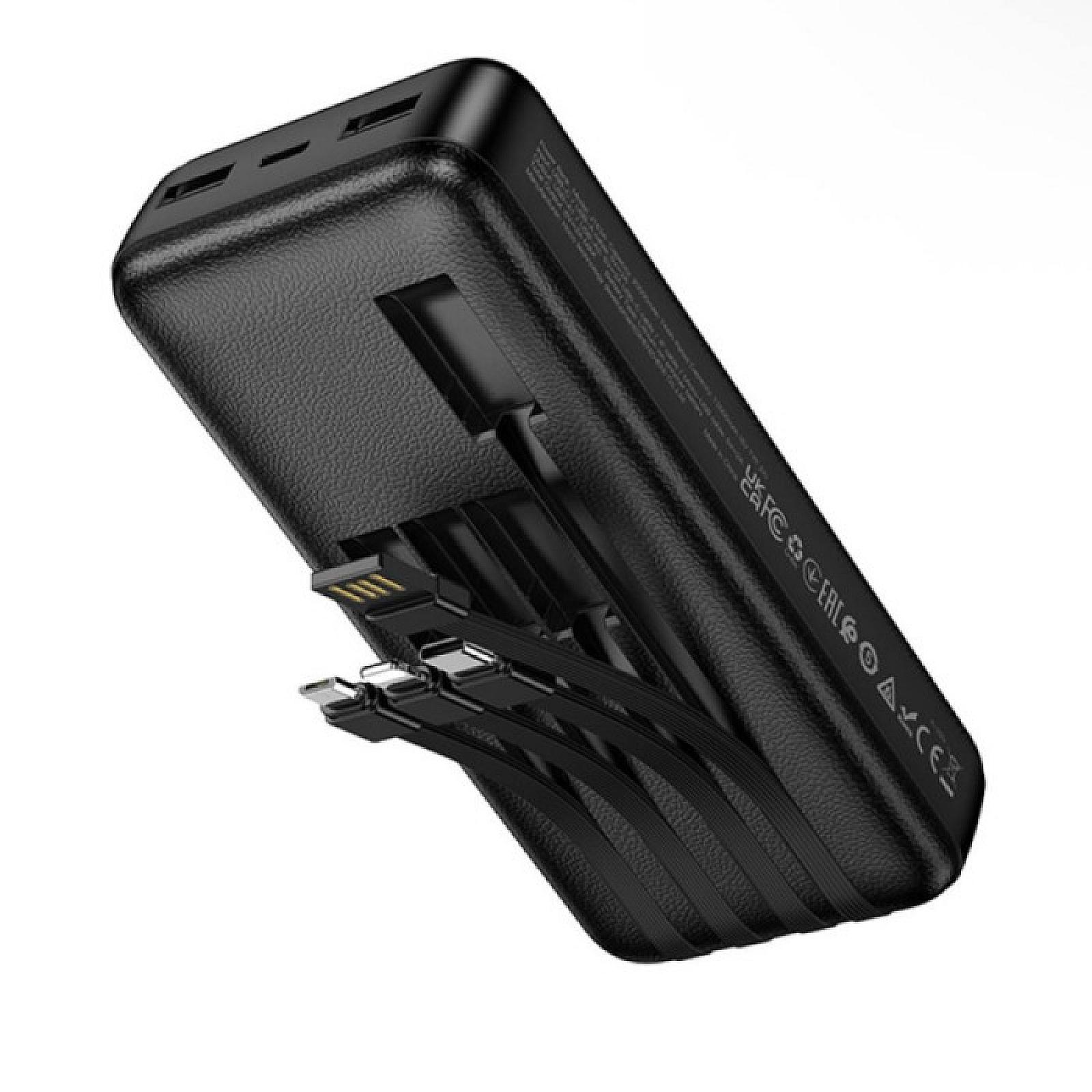 Power Bank Hoco J163A з кабелем USB+Micro+Type-C+Lightning (20000mAh) Чорний