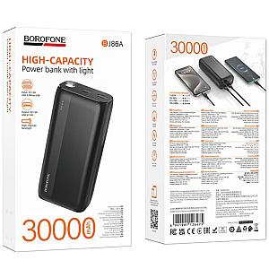 Power Bank Borofone BJ86A з ліхтариком (30000mAh) Чорний