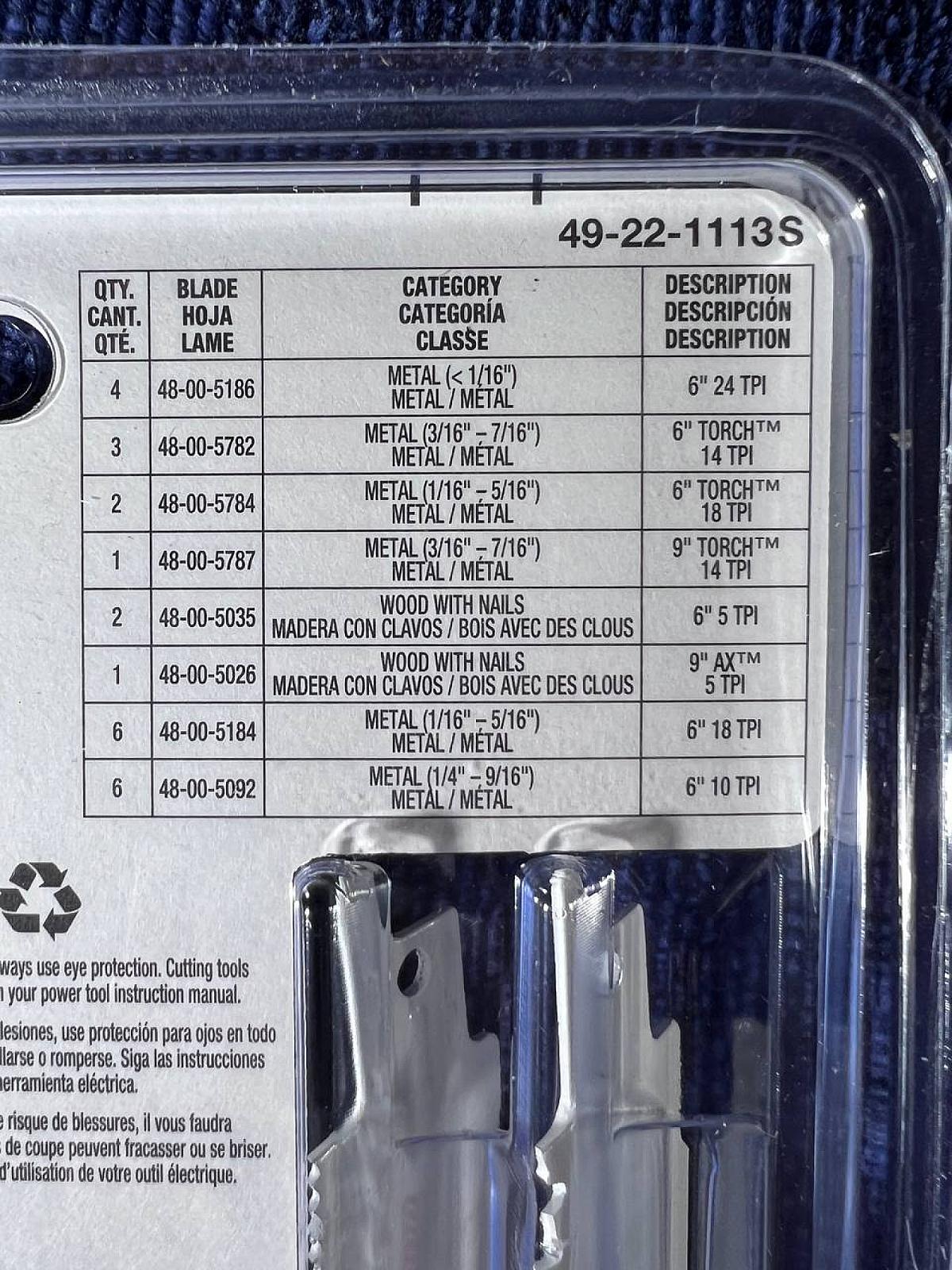 Набір полотен для шабельної пилки Milwaukee 49-22-1113S