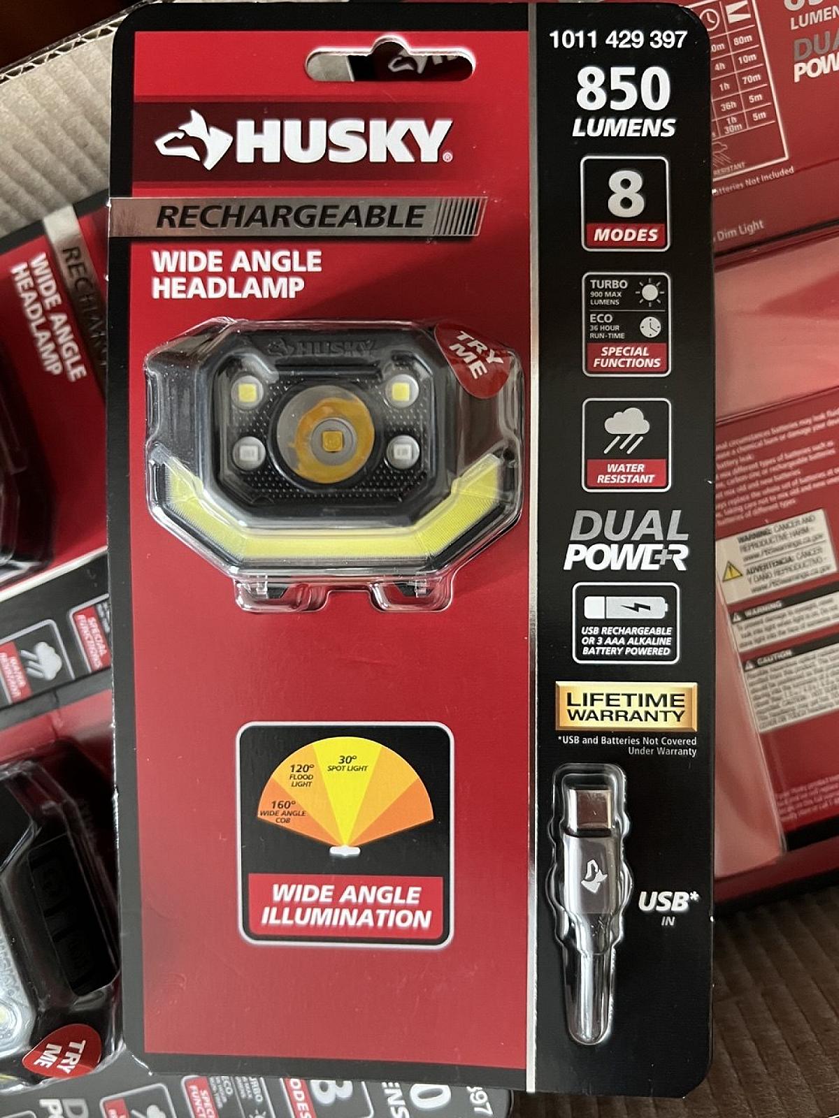 Налобний ліхтарик Husky 850 Lumens Dual-Power LED Rechargeable Headlamp
