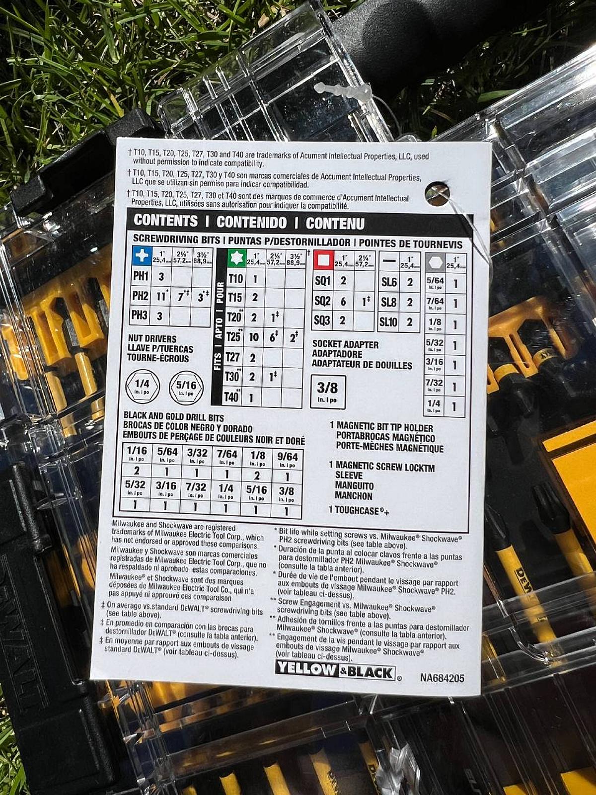 Набір свердел і біт для свердління та загвинчування DWAFE100SET DEWALT ELITE SERIES