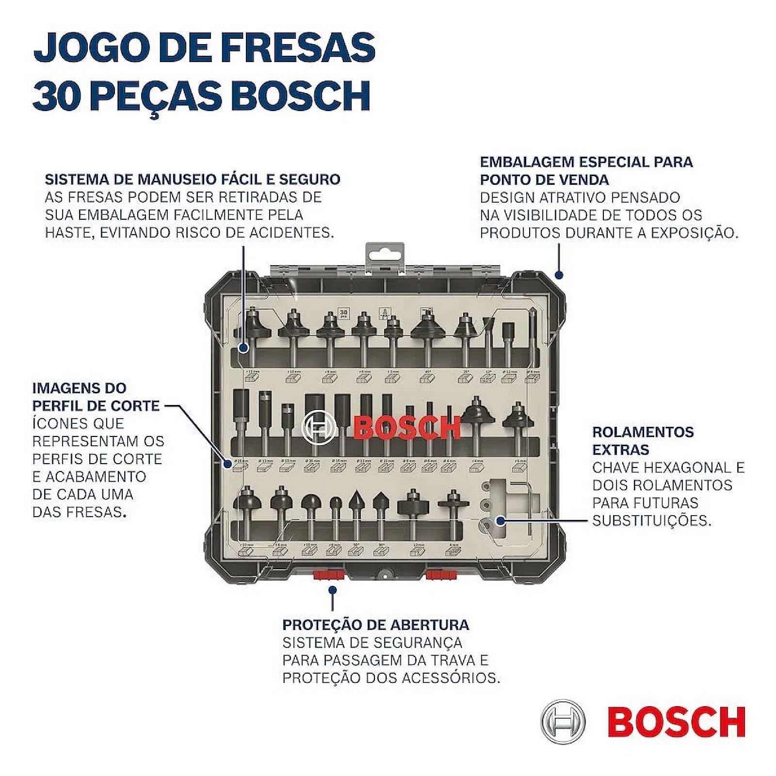Набор фрез Bosch 2607017474, по дереву, 1/4 (6мм), 30 шт