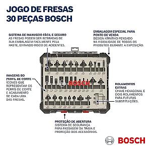 Набор фрез Bosch 2607017474, по дереву, 1/4 (6мм), 30 шт