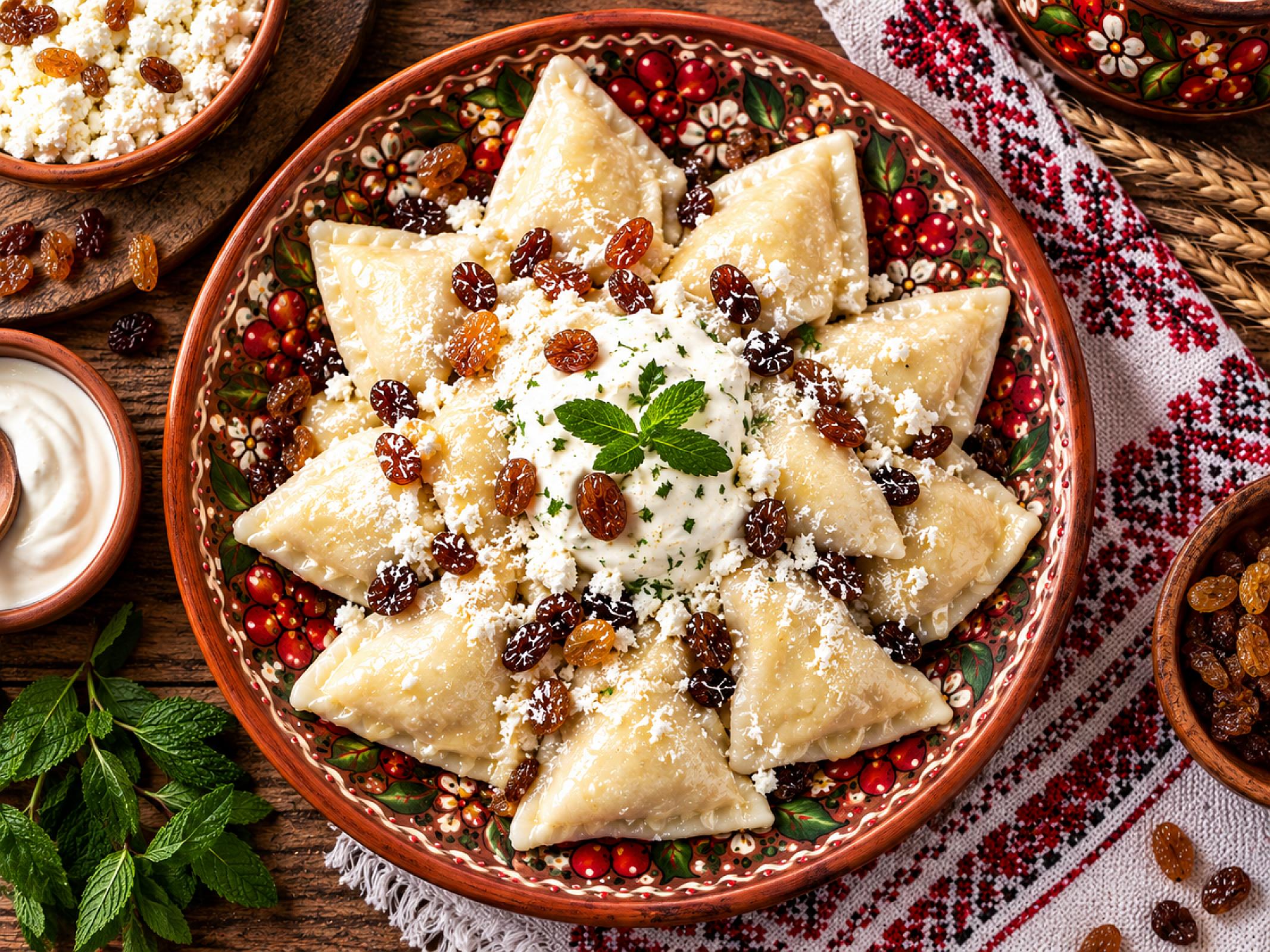 Вареники з сиром та родзинками