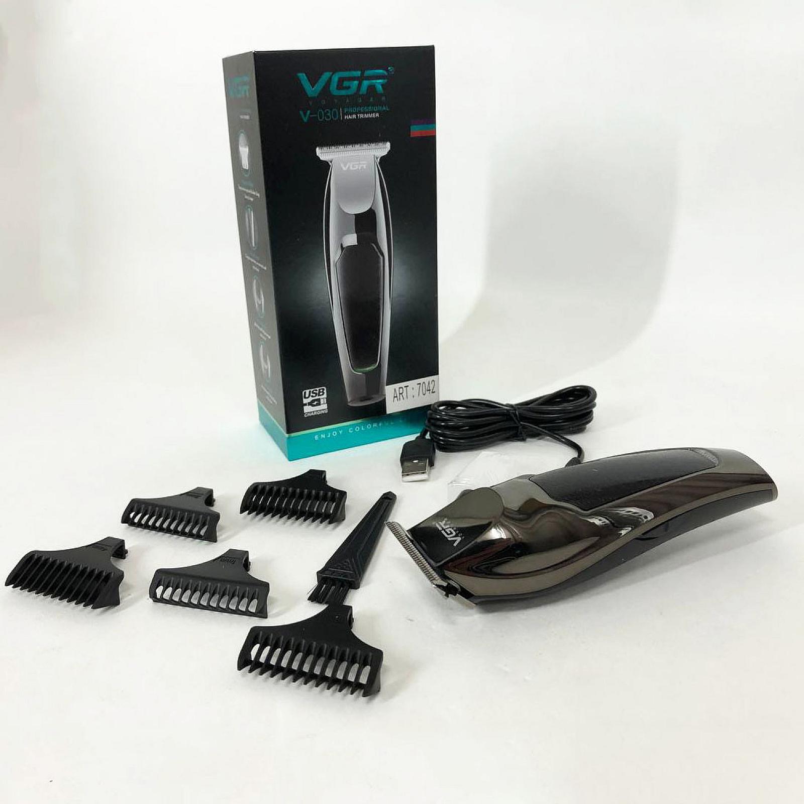 Акумуляторна машинка для стрижки VGR V-030, 5 насадок