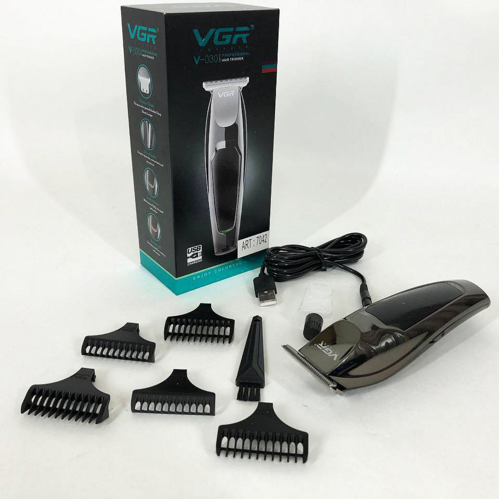 Акумуляторна машинка для стрижки VGR V-030, 5 насадок