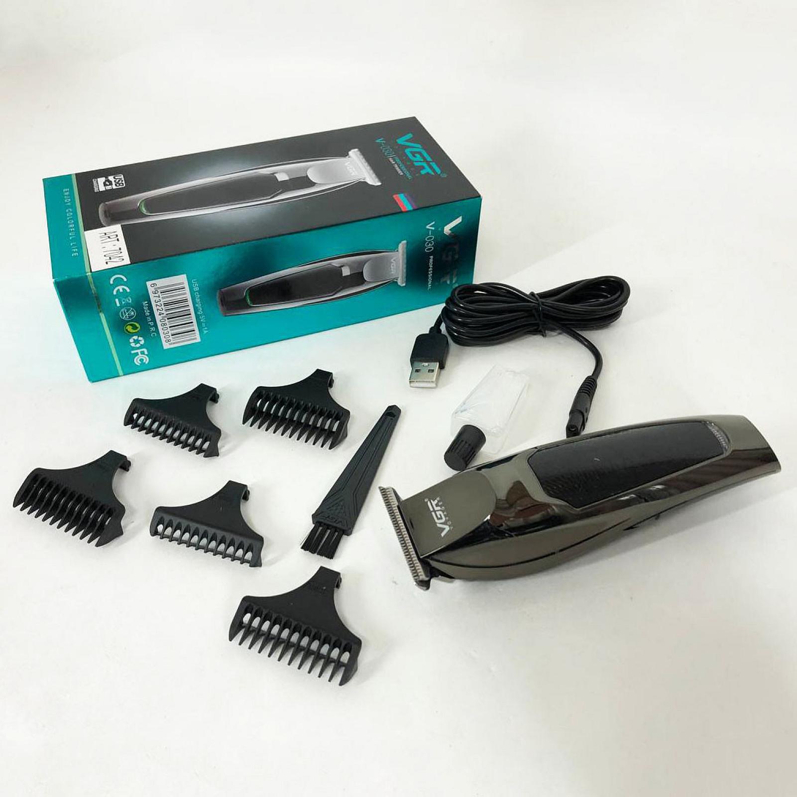 Акумуляторна машинка для стрижки VGR V-030, 5 насадок