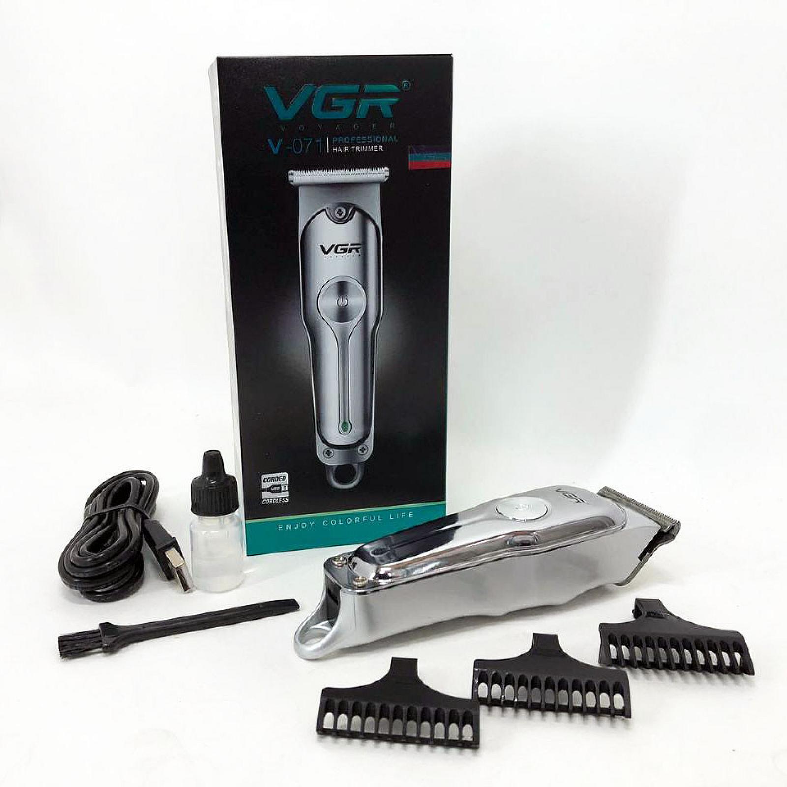 Акумуляторна машинка для стрижки VGR V-071, 3 насадки