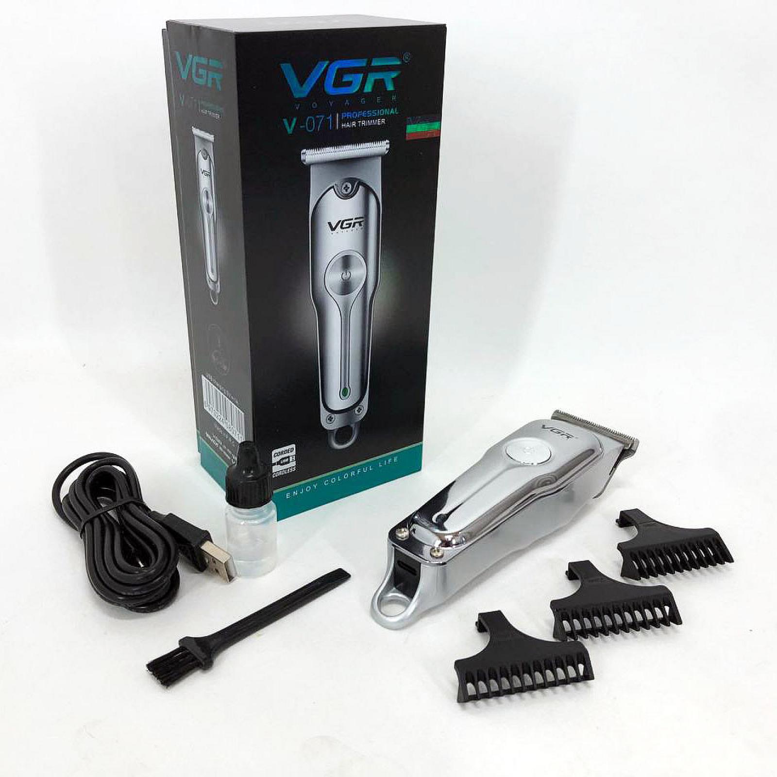 Акумуляторна машинка для стрижки VGR V-071, 3 насадки