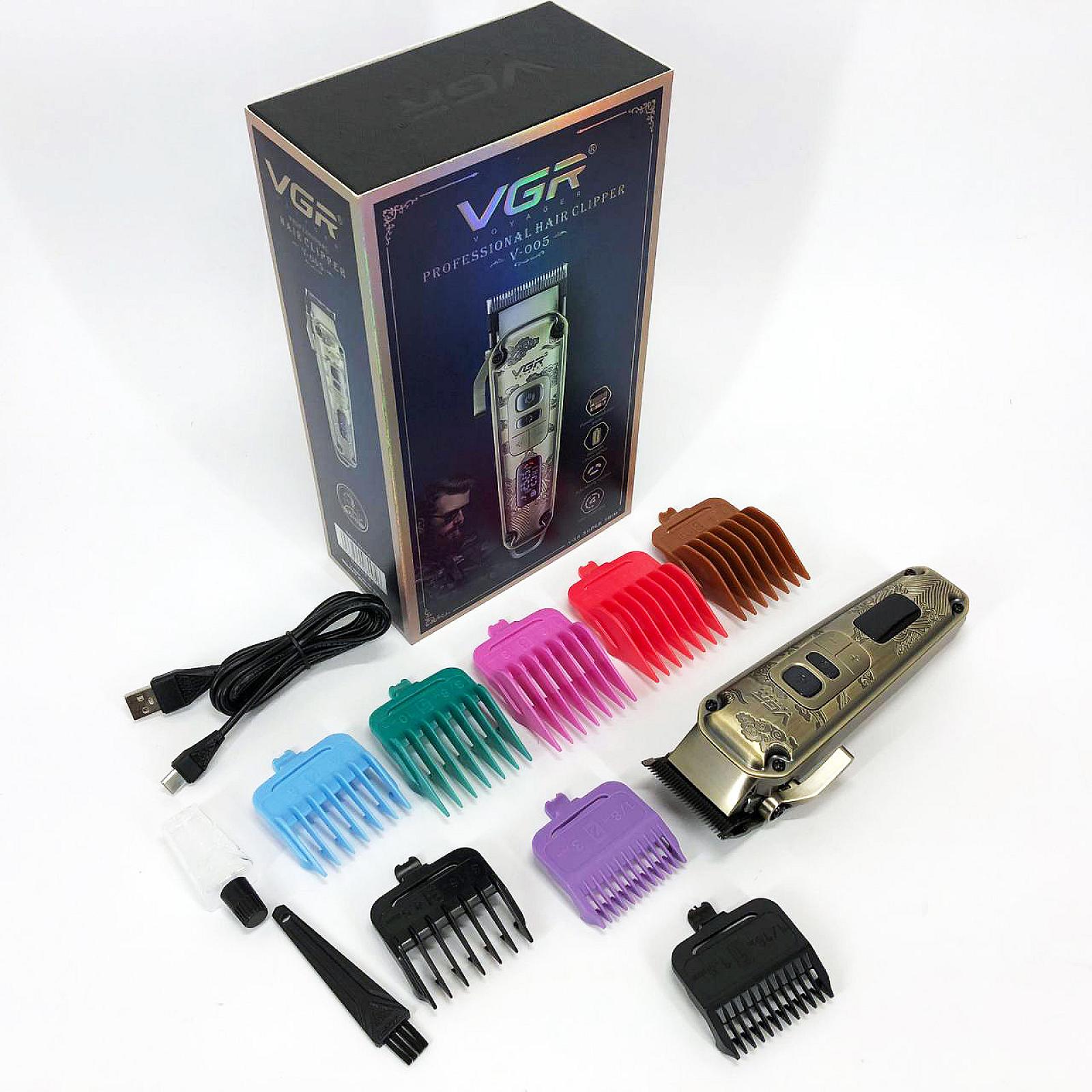Акумуляторна машинка для стрижки VGR V-005, 8 насадок