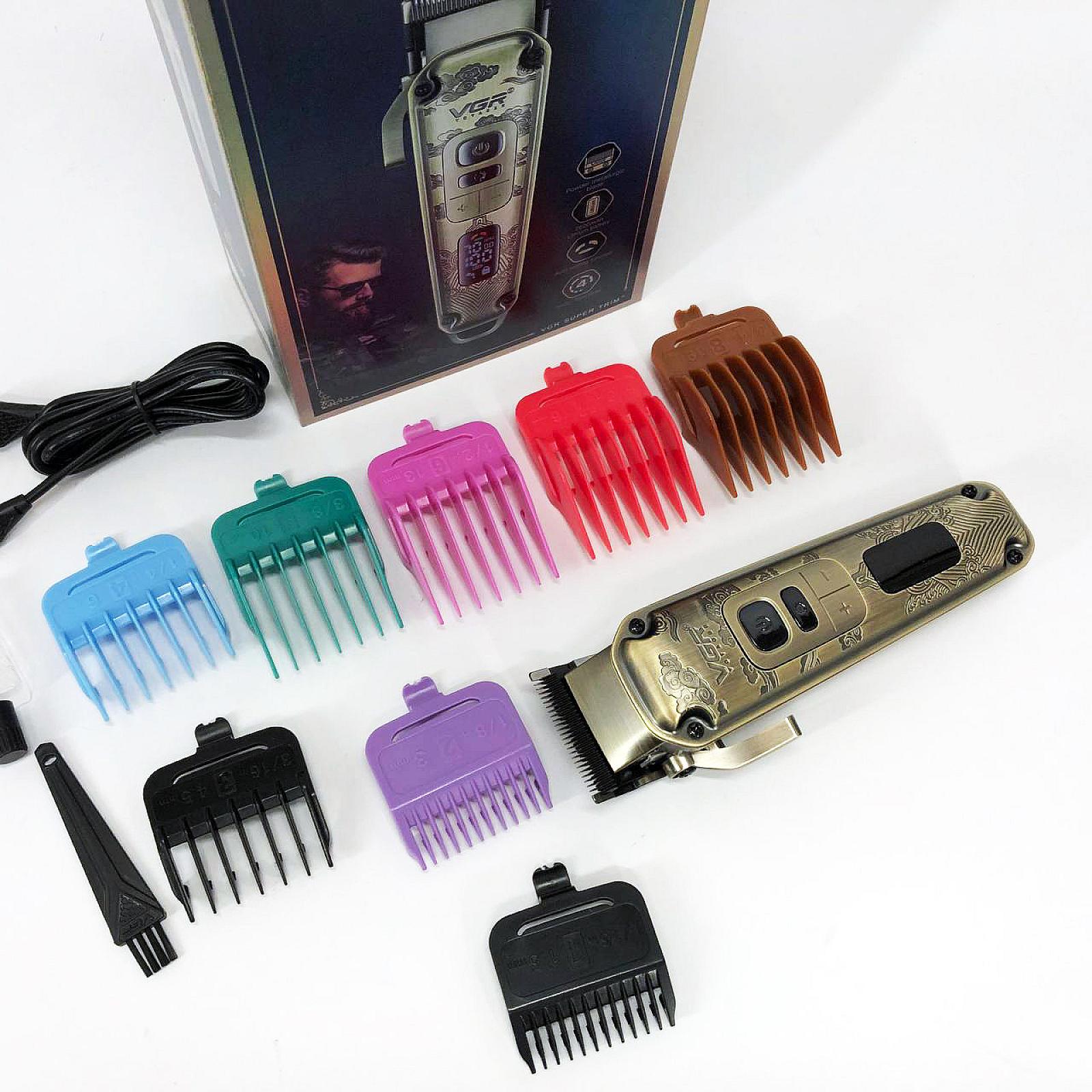 Акумуляторна машинка для стрижки VGR V-005, 8 насадок