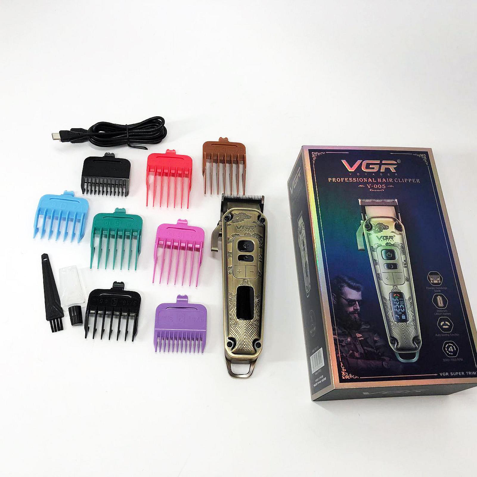 Акумуляторна машинка для стрижки VGR V-005, 8 насадок