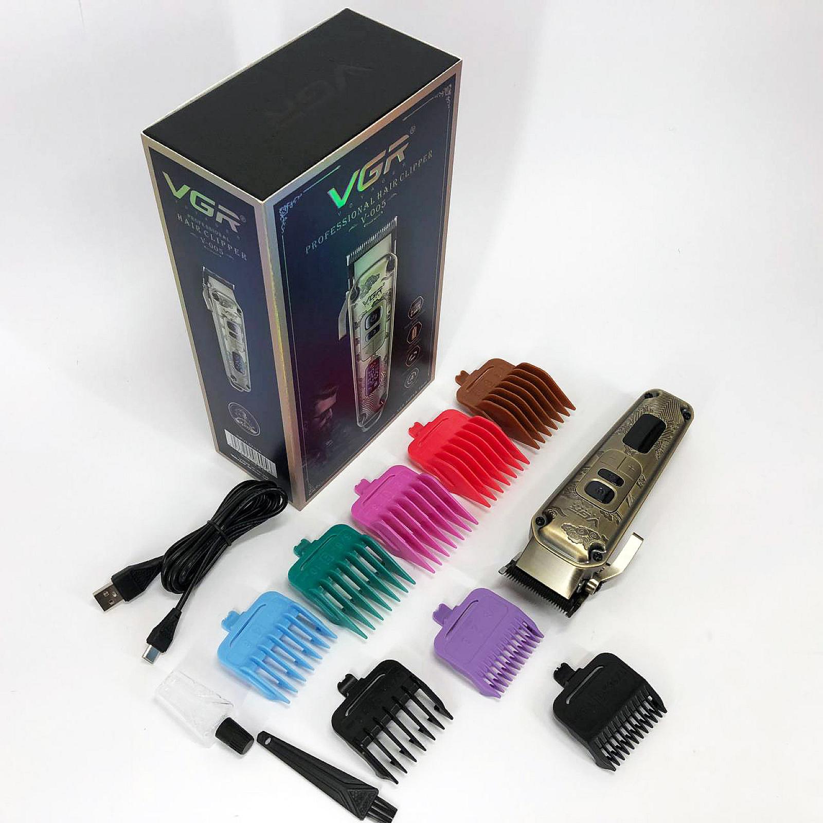 Акумуляторна машинка для стрижки VGR V-005, 8 насадок