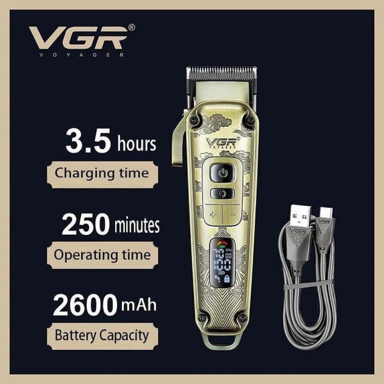 Акумуляторна машинка для стрижки VGR V-005, 8 насадок